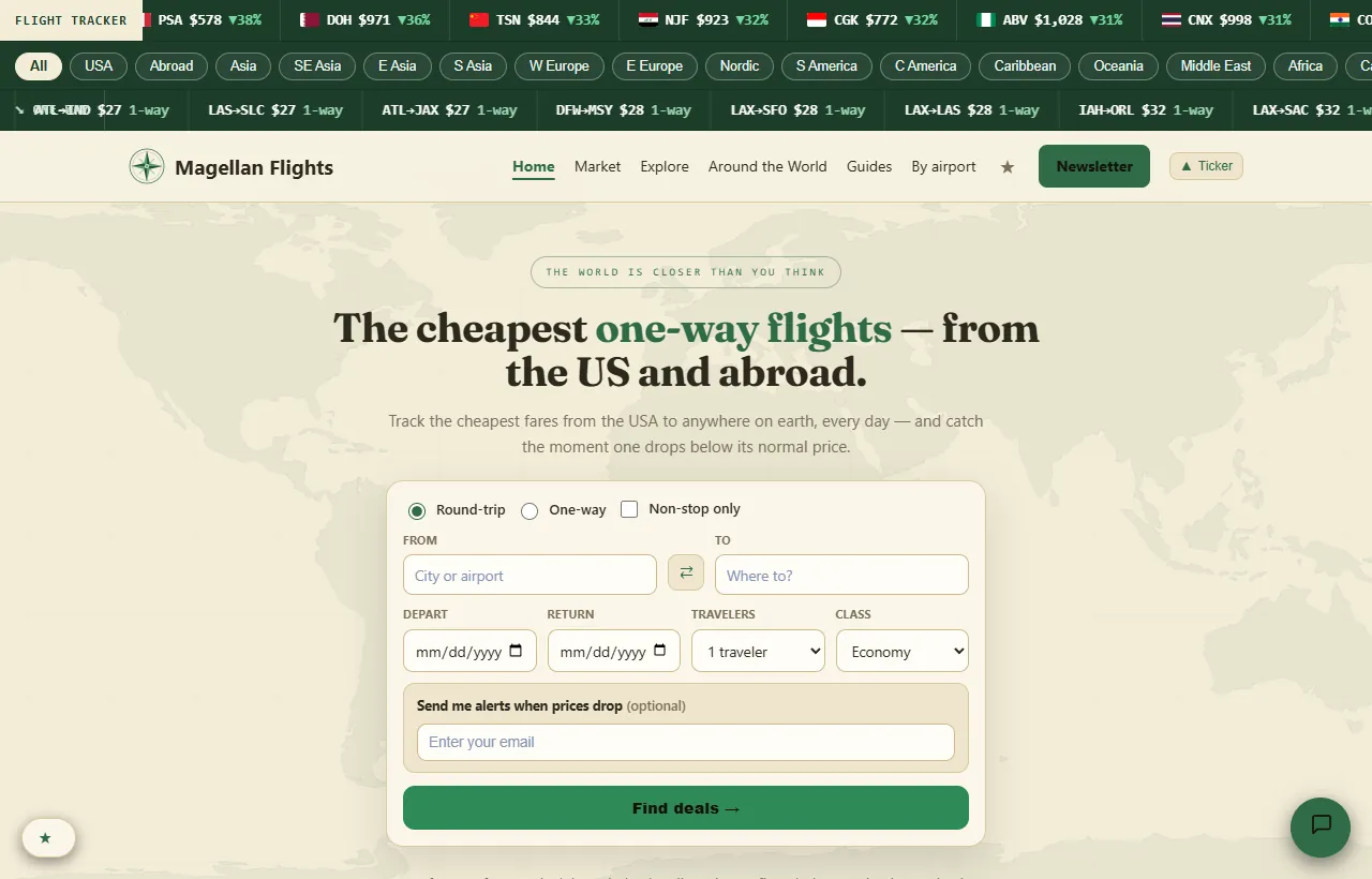 Magellan Flights website