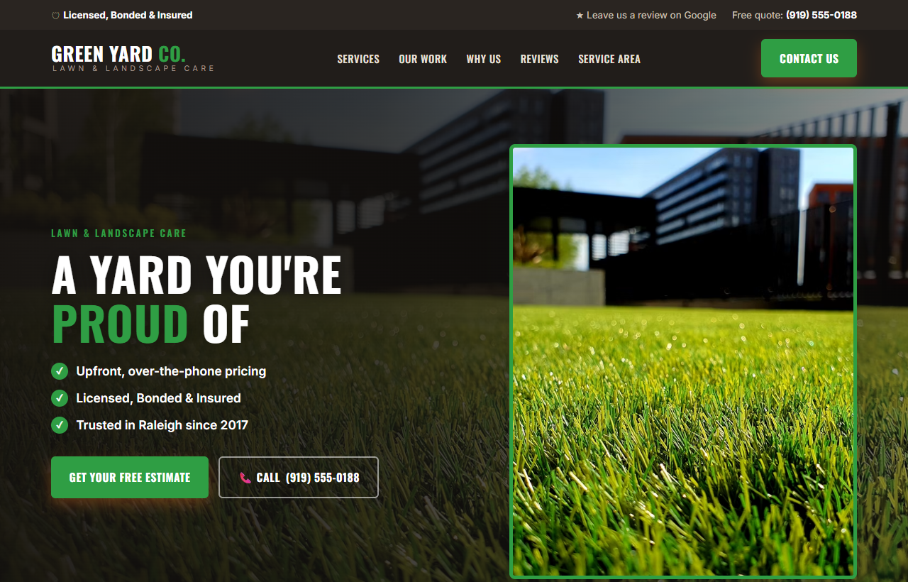 Lawn care sample website